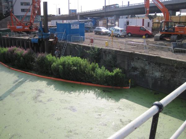 Floating Silt Curtains installed for a customer to meet with Environment Agency piling guidlines for silt control