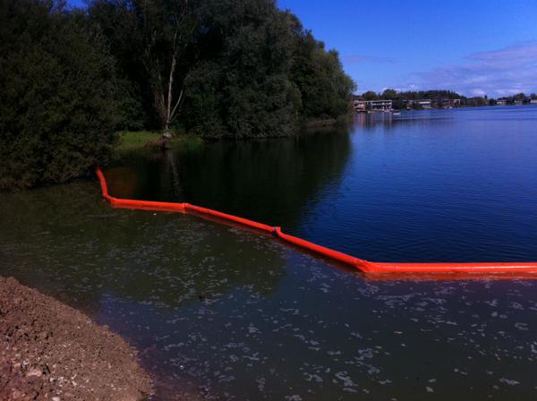 50m of 2m deep floating silt curtain supplied for a customer to install in Lechlade.