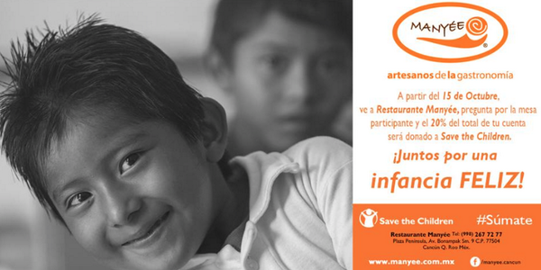Manyee_cancun's tweet photo. Muy contentos de participar con @SavetheChildren Pregunta cual es la mesa participante. #orgullomanyee #sumate http://t.co/pJ6N7T8gFC