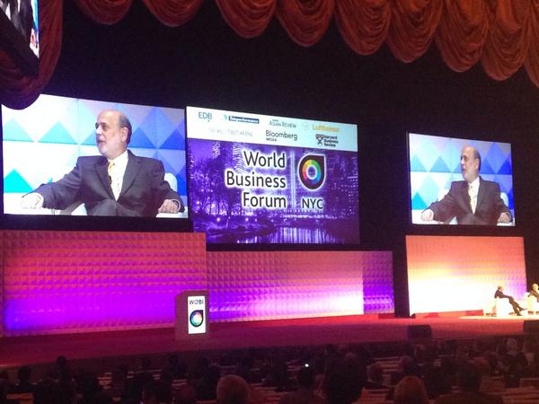 sgclaudia146's tweet photo. Ben Bernanke, president of the FED at World Business Forum NYC 2014. What an interesting conference to finish http://t.co/2xVJ64q2rj