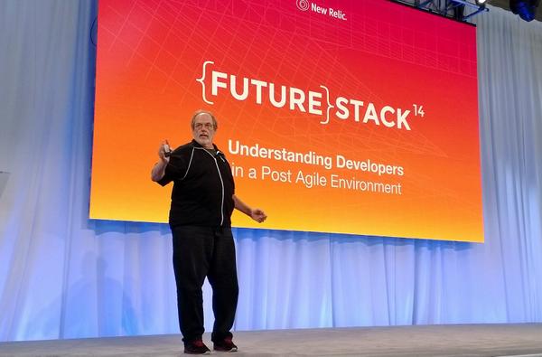 five9group's tweet image. The epic @WardCunningham speaking about Post Agile at #futurestack14
