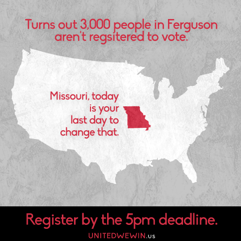 GlobalGrind's tweet photo. Only 128 ppl registered to vote in #Ferguson since #MikeBrown's death. Register @ http://t.co/MkIaJjZlML #UnitedWeWin http://t.co/7mpbrcAZtm