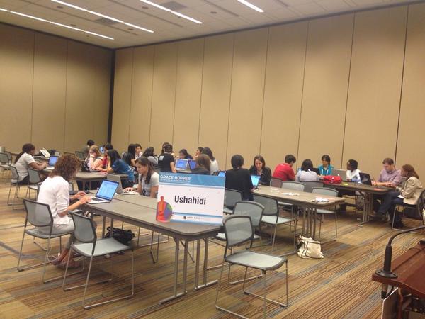 AngieNicoleOD's tweet image. YO! Team @ushahidi is rocking this OSD Session! 5 groups hacking on @CrisisNET visualizations #GHC14