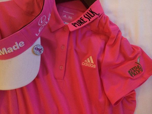 justmanpga's tweet photo. “@natalie_gulbis: @adidasGolf pink this season my outfit for today round @SimeDarbyLPGA http://t.co/rHzDWcGVE9” @MBTrips logo looking great!