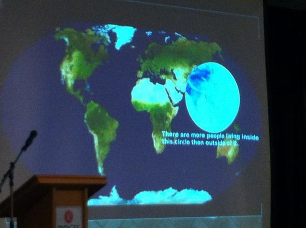 Importance of Global Connectedness with derekwenmoth #ulearn14 More people live in this circle than out of it