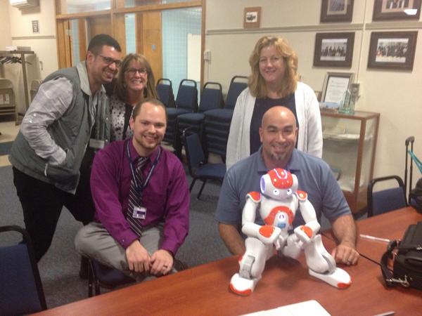 LCSDtech's tweet photo. LCSD Technology Turnkey trainers group training tonight with #NaoRobot #lcsdtech http://t.co/HzuEOJoD1I