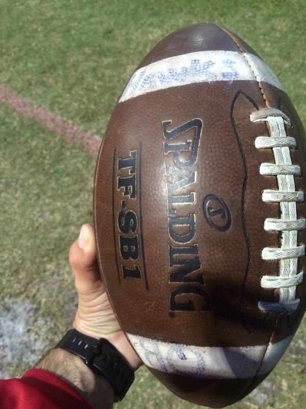 JamesParsonJR's tweet photo. Nothing like seeing two kids playing football and you look at the ball and realize it is a ridge game ball #bonusfind http://t.co/LTr5NhvtHe