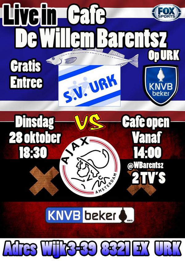 Check via deze link waar je op Urk live Urk-Ajax kan kijken in een cafe foxsports.nl/locator Rt aub