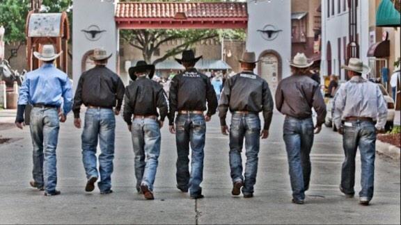 starched cowboy jeans