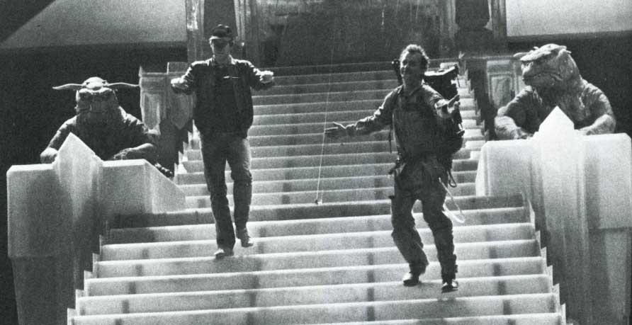 Chevy Chase (Happy Birthday Chevy!) and Bill Murray on the set of GHOSTBUSTERS. 