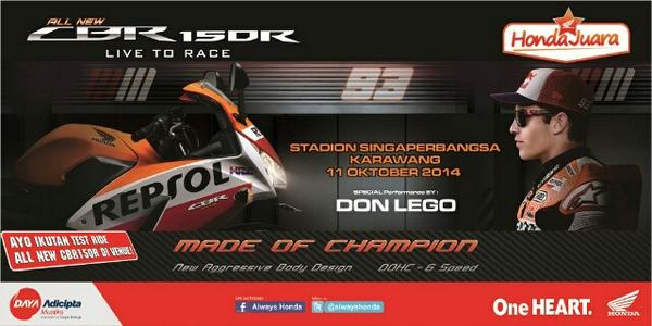 Launching CBR150R at STADION SINGAPERBANGSA KARAWANG! 11 October 2014, <a href="/donlegoband/">DONLEGO OFFICIAL</a> Dont miss it #HondaJuara