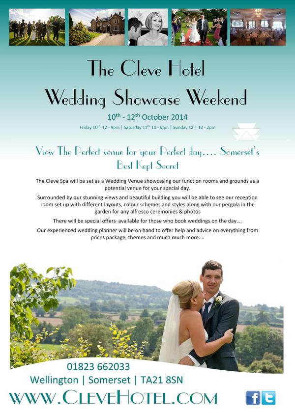 Join us this weekend for our Wedding Showcase at <a href="/TheCleveSpa/">The Cleve Spa</a> 
10th, 11th &amp; 12th October