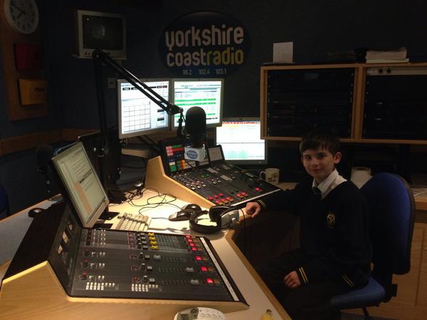 GHRYorksCoast's tweet image. Callum from Staxton, who goes to Filey School, is this week's #PaddyInTheMorning show mascot! He's popped in with mum