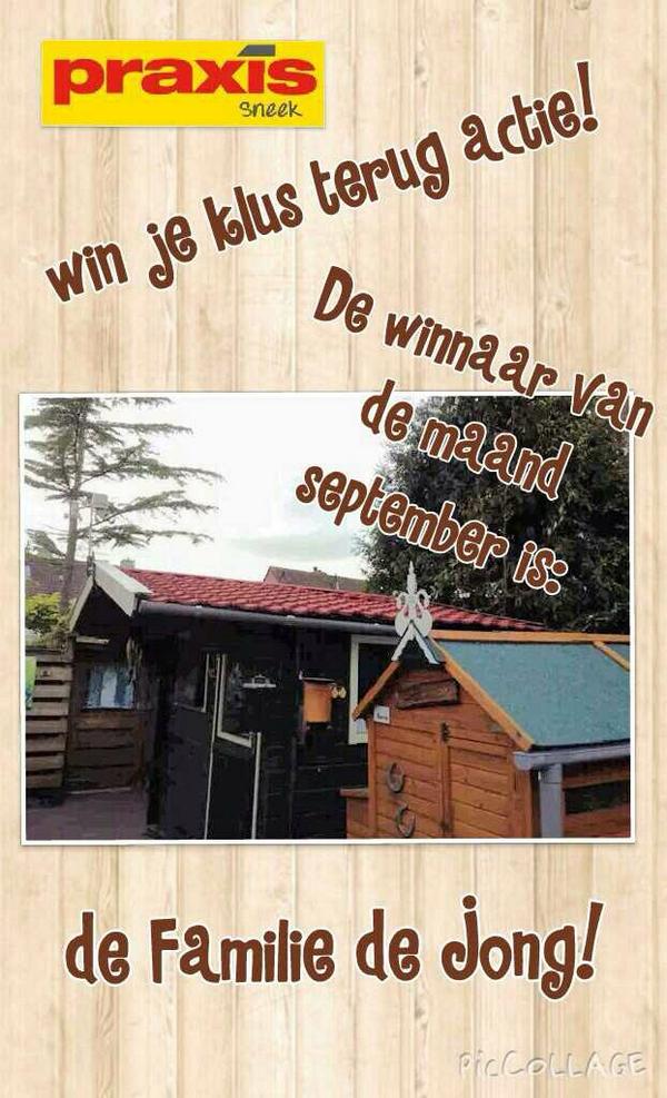 Prijzennnn! De "win je klus terug" van de maand september is..... Familie de Jong! Gefeliciteerd! #Praxis #Sneek