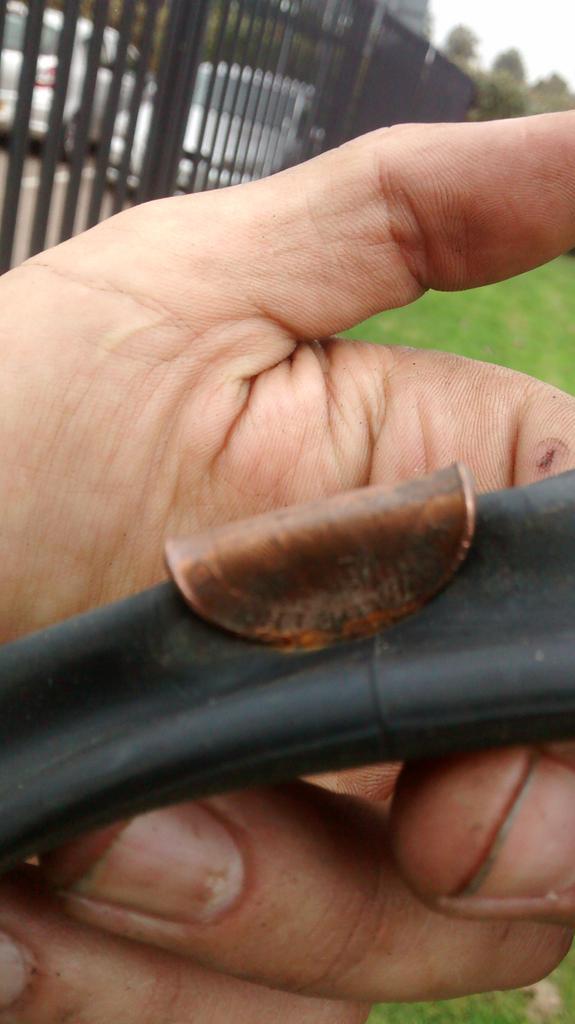 BikeEdNorthants's tweet image. Doing lot of these because I found tube with this repair at last Dr Bike.That&apos;s a bent 2p glued on. #pointsforeffort