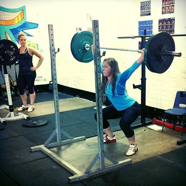 FaktoryGym's tweet photo. Donna killing a 52.5kg x 5 overhead squat #Crossfit #fellrunning #Newcastle http://t.co/f7SKan5IA9