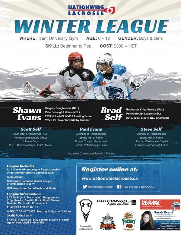 .<a href="/nationwidelax/">Nationwide Lacrosse</a> has a winter league! Starts Nov 4th. Be coached by the pros! Sign up here ->
nationwidelacrosse.ca/camps-and-leag…