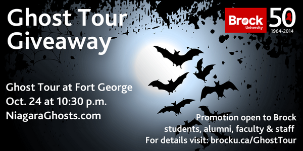 BrockUniversity's tweet photo. RT this tweet for a chance to win a pair of tickets to our Oct. 24 Ghost Tour at Fort George #BrockU http://t.co/u8OXAbklyT