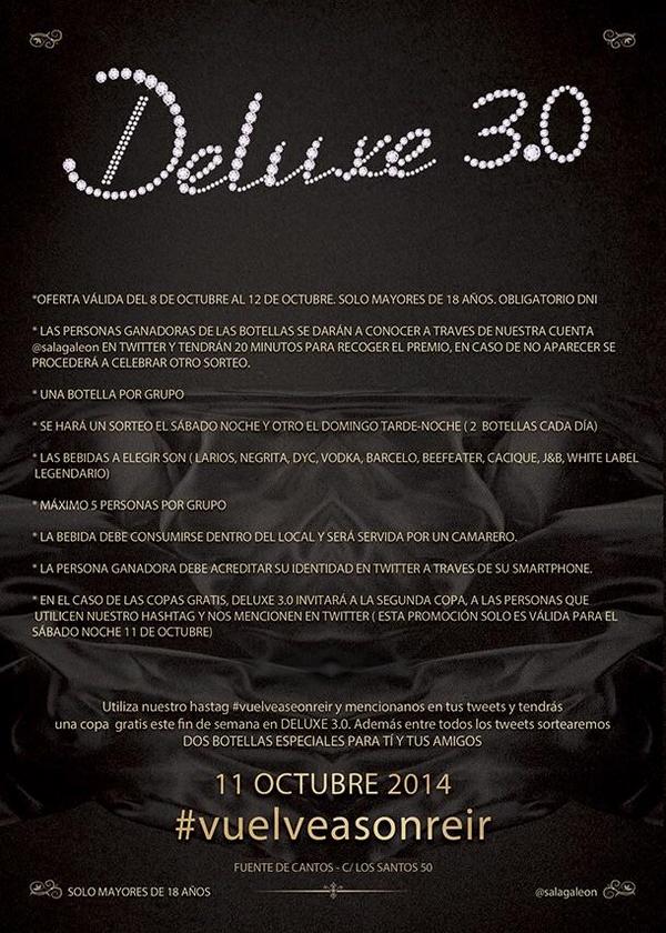 salagaleon's tweet photo. #vuelveasonreir en DELUXE 3.0 Este SABADO 11 te esperamos en DELUXE 3.0!!! http://t.co/gpMCG8ng85