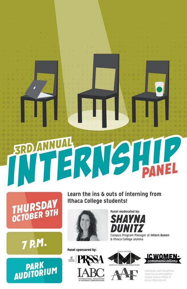 shaynadunitz's tweet photo. 3 hours til I take the stage with 10 rockstar @IthacaCollege students for #ICintern! Can't wait :) http://t.co/oaqAIdVuVr