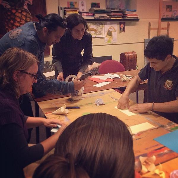 Damir giving an origami workshop at Atelier Elena Lovich tonight #doornakkers