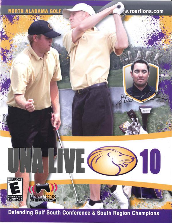 GulfSouth's tweet photo. Here's a #tbt to @UNAAthletics' @EASPORTS-inspired men's golf media guide cover from 2010. #GSCGolf. http://t.co/5ZsVPpjNEM