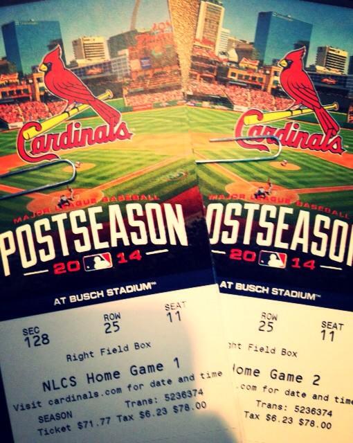 Lainee W. Won Sat tix. Who wants to go Sunday? RT and FAV to enter. <a href="/Cardinals/">St. Louis Cardinals</a> #NLCSAgain #redbirds #PostCards
