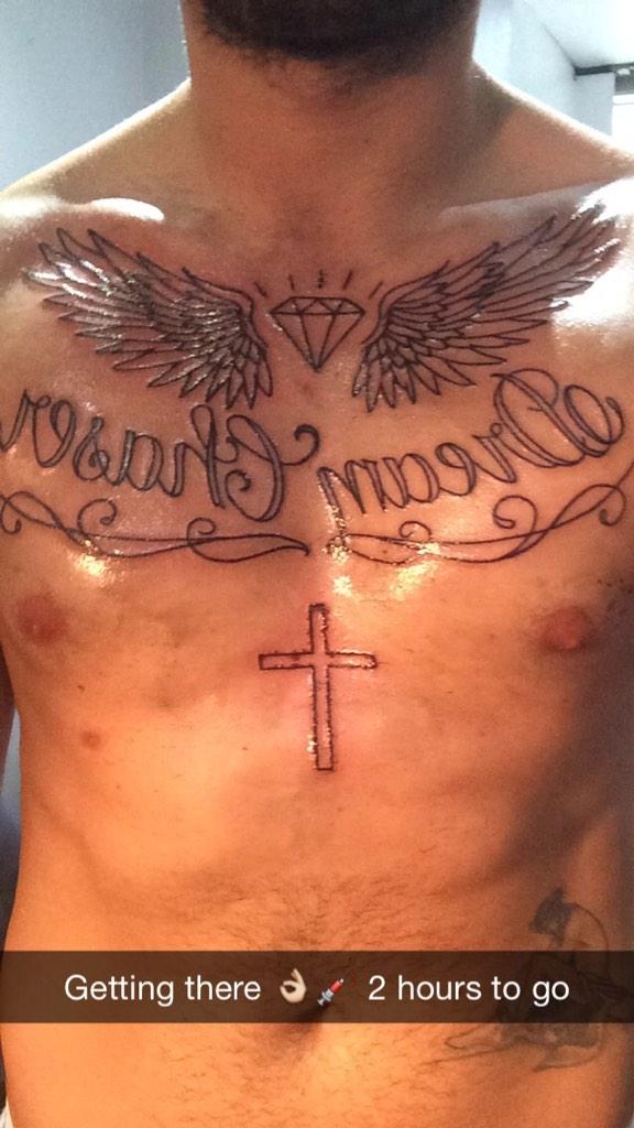 JacksonKilbyT's tweet photo. Ma new chest tattoo 👌💉💉 http://t.co/ed5edIHuhD