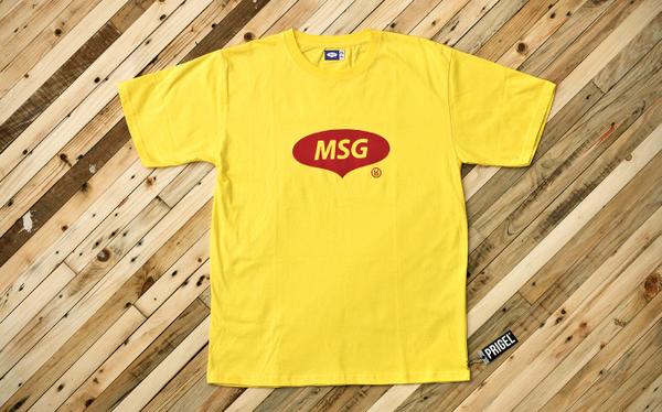 Red color of MSG logo printed on yellow #tshirts 
is now available at <a href="/PRIGELGALLERY/">PRIGEL</a> 
photographed <a href="/AnandaNegara/">Ananda PRIGEL</a>