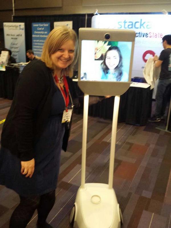 GKCanada's tweet image. Lovely @heysarahbrown hanging out with the @suitabletech &apos;robot&apos; at #itechvan #itech2014!