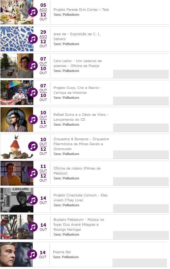 Acontece no Sescpalladium até dia 14/10/2014. Confira: