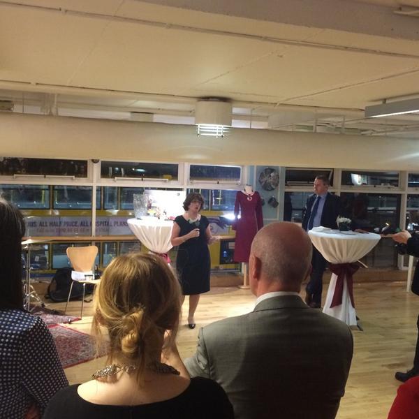 EOYIreland's tweet image. Marian and Greg welcoming everyone to @KilkennyShop for #irishdesignweek #eoy2014 Looking glam Marian!