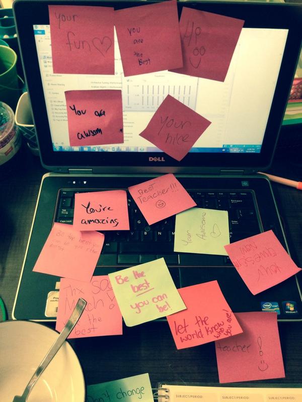 6CSSMS's tweet photo. For #postitday we surprised Ms.CS after lunch! @postitproducts @ffcaedu @ffca_sms http://t.co/HM8nKIbo2P