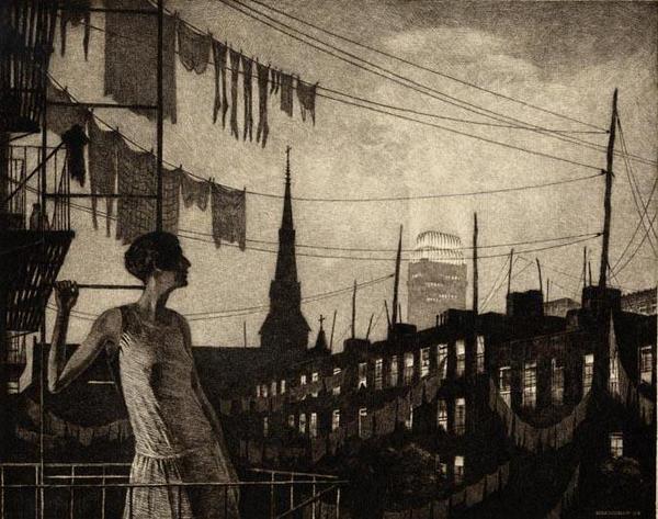 urwanapeintures's tweet photo. @NYCAesthetic I found that "glow of the evening"1929, it's a #gravure of  #NYC isn't it ?From Martin Lewis... http://t.co/YMslwAL3Nq