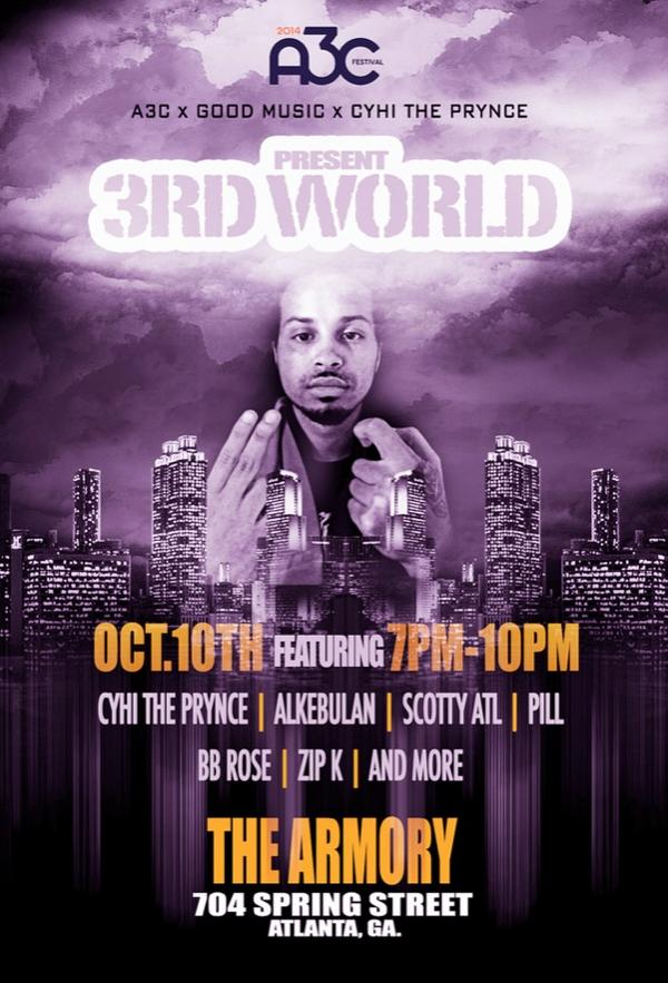 #Atlanta tomorrow at #TheArmory #goodmusic #CyhiThePrynce + @alkbln + #ScottyATL just to name a few #AC3 #AC3weekend