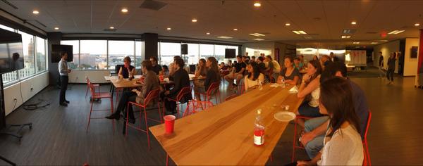 Nick_Spiller's tweet photo. Listening to John Arrow at @MutualMobile for the Longhorn Startup Crawl. On to the @atxstartupcrawl next! #startupUT http://t.co/dNHy4yk6F2