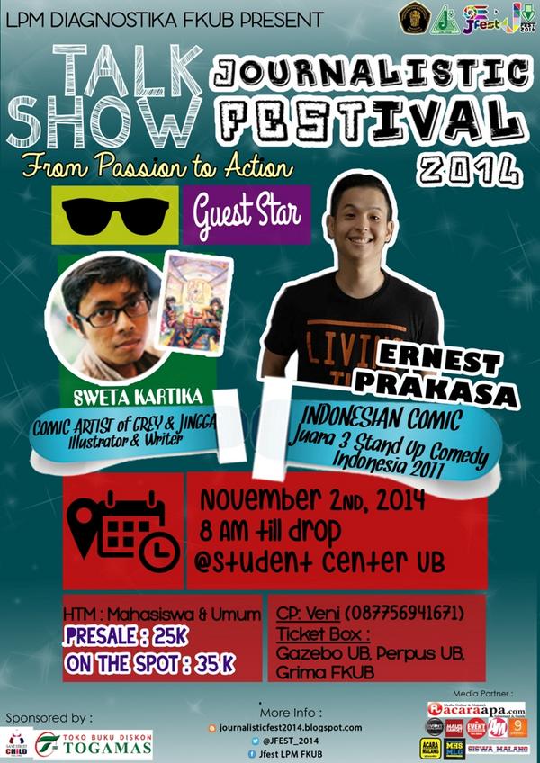 #rekomendasiveneu TALKSHOW JFEST 2014 w/ <a href="/SwetaKartika/">Sweta Kartika</a> <a href="/ernestprakasa/">Pria Perkasa</a> 2 November 2014 at SC UB.
 <a href="/JFEST_2014/">#2NOVEMBER14</a>