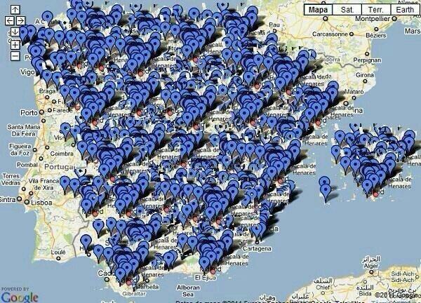 Anticapitalis_'s tweet photo. Mapa con los "presuntos" casos de corrupción del PP. Para flipar. http://t.co/5zfmIy2ihB