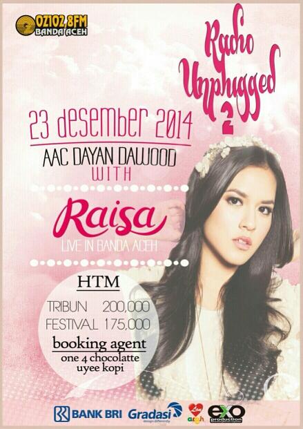 ozradioaceh's tweet photo. Nonton @raisa6690 yuk di #RADIOUNPLUGGED2 23 Des '14 di AAC Dayan Dawood jm 20 Tixbox: @one4chocolate n @rumah_uyee http://t.co/uy4IBr7CKV