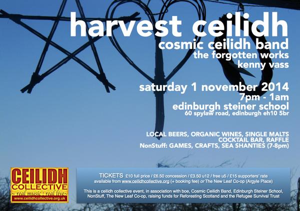 ...Five Ceilidhs for the Good-people under the sky. Starting Sat 1 Nov 2014 <a href="/CosmicCeilidh/">Cosmic Ceilidh Band</a> <a href="/NewLeafCoopShop/">The New Leaf Co-op</a> <a href="/BPTUK/">BrownPaperTickets UK</a>