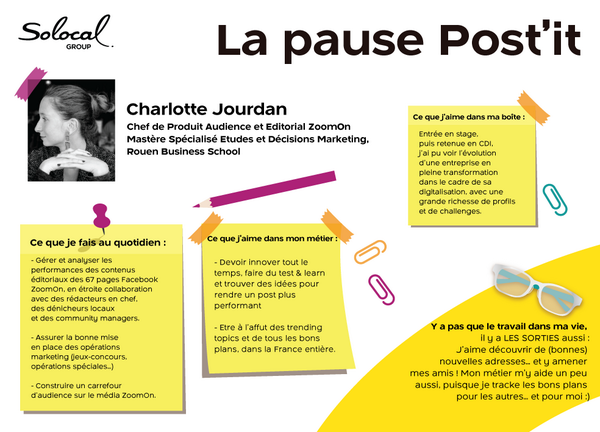 [ Pause Post'It ] A la rencontre de <a href="/ChaOnLine/">Charlotte Jourdan</a> Chef de Produit Audience et Éditorial chez <a href="/ZoomOnParis/">ZoomOn Paris</a>