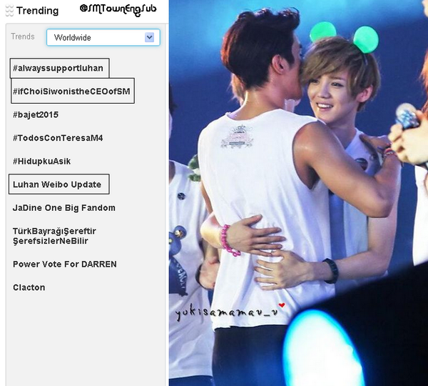 SMTownEngSub's tweet photo. #ifChoiSiwonistheCEOofSM and #alwayssupportluhan dominate the Worldwide Trends http://t.co/MLOAln0zNq