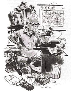 mumbaiheritage's tweet photo. Today is 108th birth anniv of RK Narayan.
A cartoon of R K Narayan by his brother,RK Laxman
#RKNarayan #MalgudiDays http://t.co/BgriQMUL8J