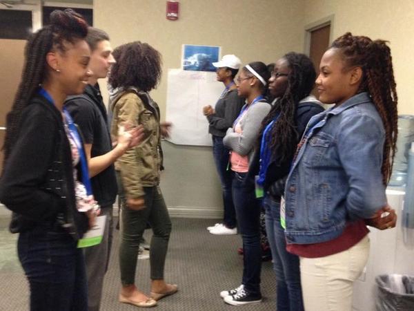 HIPPCincy's tweet photo. @MamaEloiseOscar leads a group of students from #DaterHighSchool #Cincy in #ConflictResolution training. #HIPP http://t.co/5J9GWeeZIK