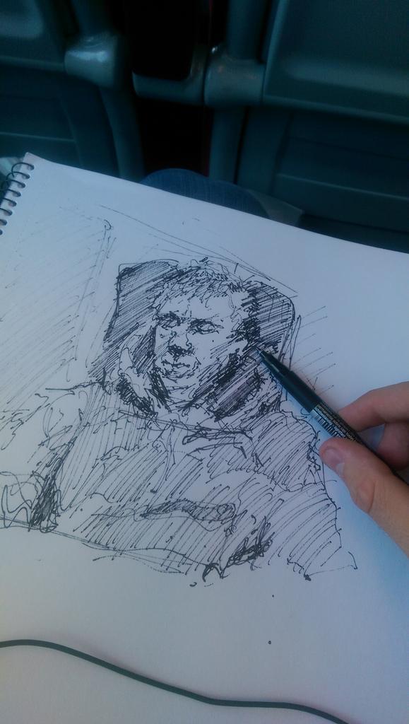 charliegdavis's tweet photo. Quick train sketch of gentleman opposite . Happy Friday ! #illustration @southwesttrain1 http://t.co/y4xrm5cfeV