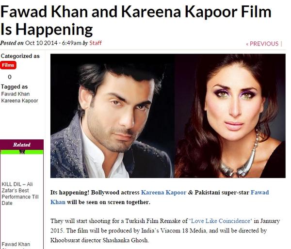 Bebo-Fawad in a Turkish Film Remake of ‘Love Like Coincidence‘.Directed by Shashanka Ghosh. pakmanzil.com/films/fawad-kh…