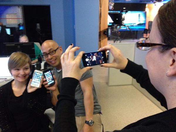 JaysonBaxter10's tweet image. @JSSadi &amp;amp; Sophie geekin' over their new iPhones w/ @MelaniePriceCTV recording the magic moment. They own #appleshares