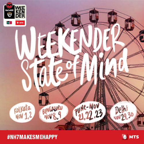 MTS_India's tweet photo. The Bacardi NH7 Weekender is all set to give you a happy November! RT if the #WeekenderStateofMind is setting in. http://t.co/LHDNnESQLR