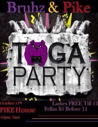 UCA_Pikes's tweet photo. TOGA TOGA TOGA!! Don't forget to come out the Pike House tomorrow night! http://t.co/hpSIr3m2c4