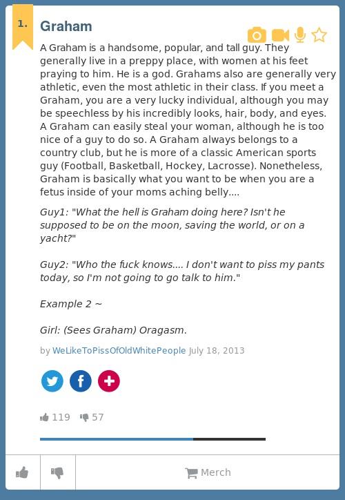 X에서 Urban Dictionary 님 : @ilshee Graham: A Graham is a handsome, popular,  and tall guy. They generally    / X